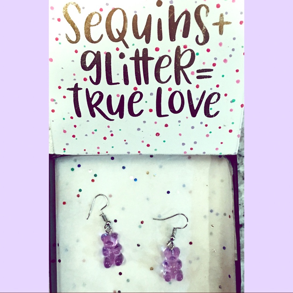 Purple gummy bear earrings!! 💜